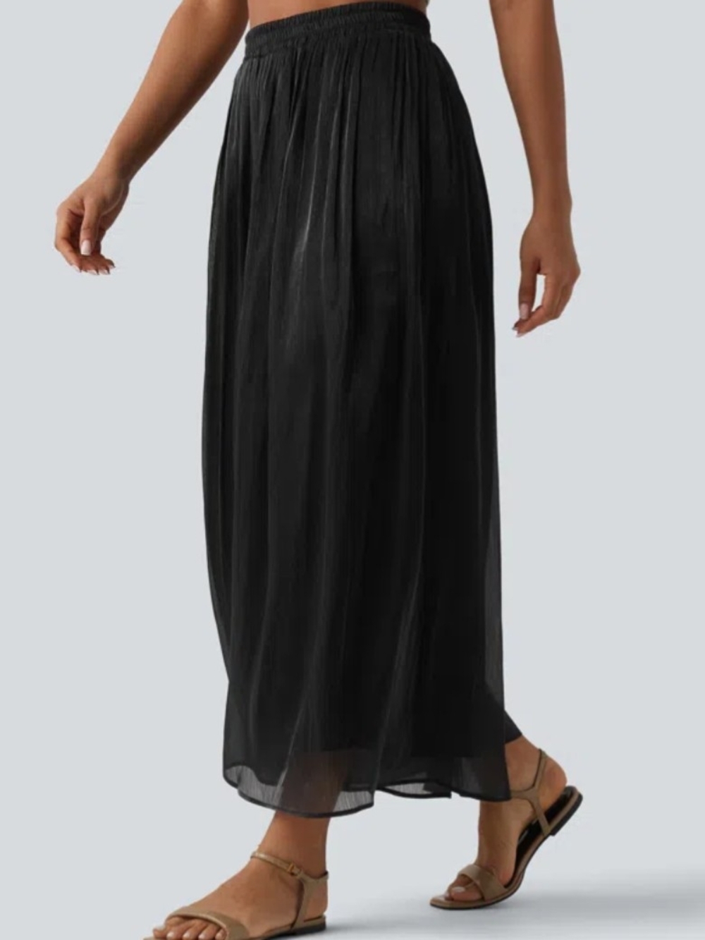 HALARA Black Shimmery Wide Leg Pants